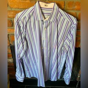 Bugatchi Mens Dress Shirt Size Large Shaped Fit